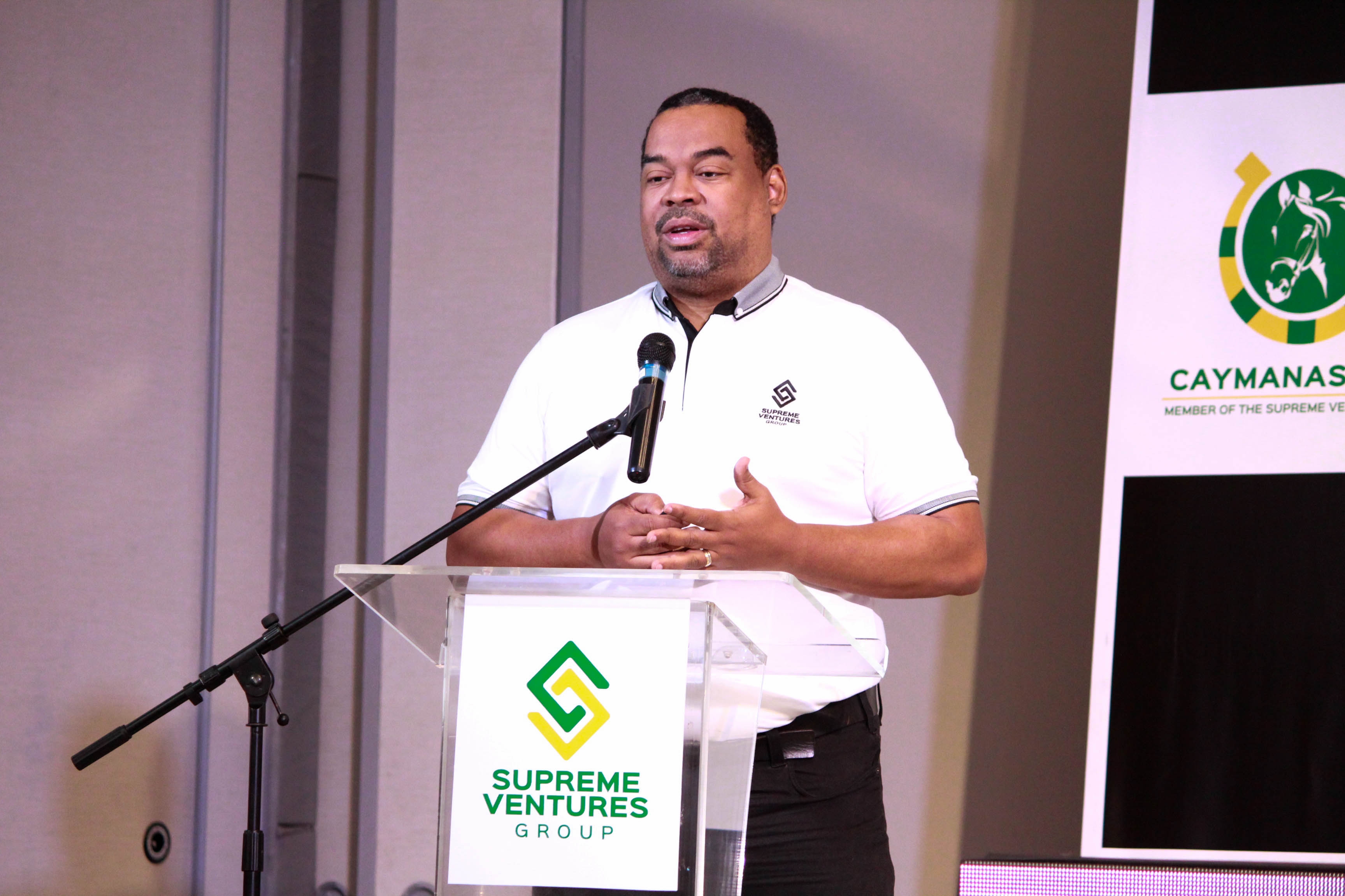 Gary Peart, Executive Chairman of Supreme Ventures Limited (SVL), addresses the audience at the Supreme Ventures Limited (SVL) annual general meeting on Wednesday at the AC Marriott Hotel, Kingston. The event showcases SVL's commitment to excellence and corporate leadership in the present era.